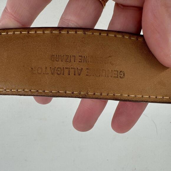 W. Kleinberg belt mens belt 38 brown leather alligator designer office work - Picture 7 of 9